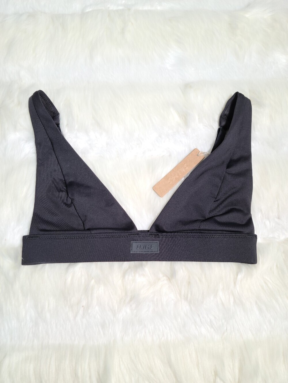SKIMS Swim Plunge Bikini Top Black Onyx Women Small NEW